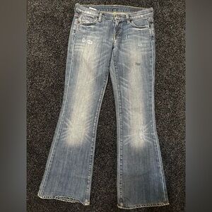 7 For All Mankind Blue Denim with Button Detail